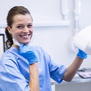 Dental hygienist smiles